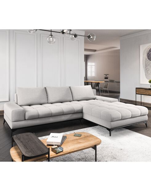 Canapé d'angle droit convertible avec coffre de rangement Deneb gris clair - 315x212x87 cm
