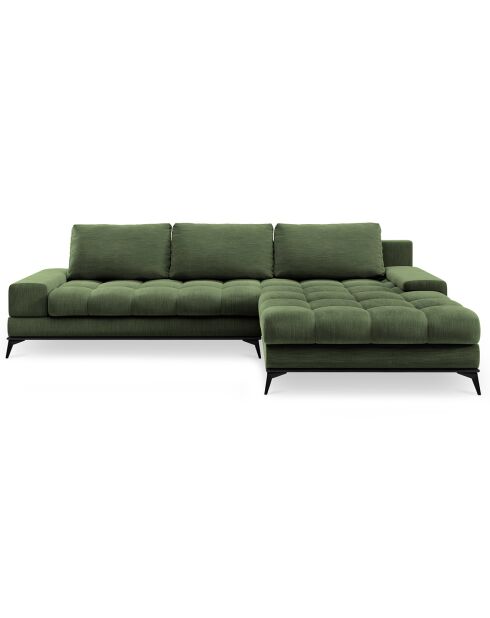 Canapé d'angle droit convertible avec coffre de rangement Deneb vert - 315x212x87 cm