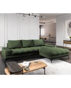 Canapé d'angle droit convertible avec coffre de rangement Deneb vert - 315x212x87 cm