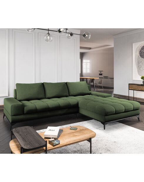Canapé d'angle droit convertible avec coffre de rangement Deneb vert - 315x212x87 cm