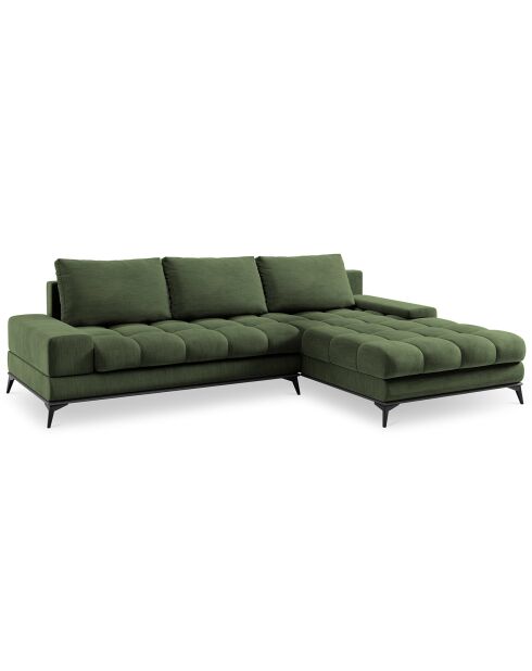 Canapé d'angle droit convertible avec coffre de rangement Deneb vert - 315x212x87 cm