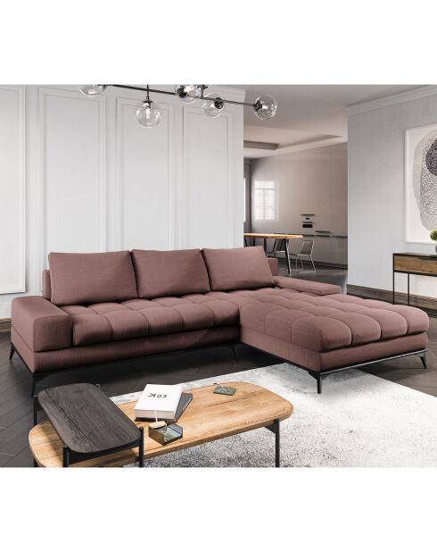 Canapé d'angle droit convertible avec coffre de rangement Deneb rose foncé - 315x212x87 cm