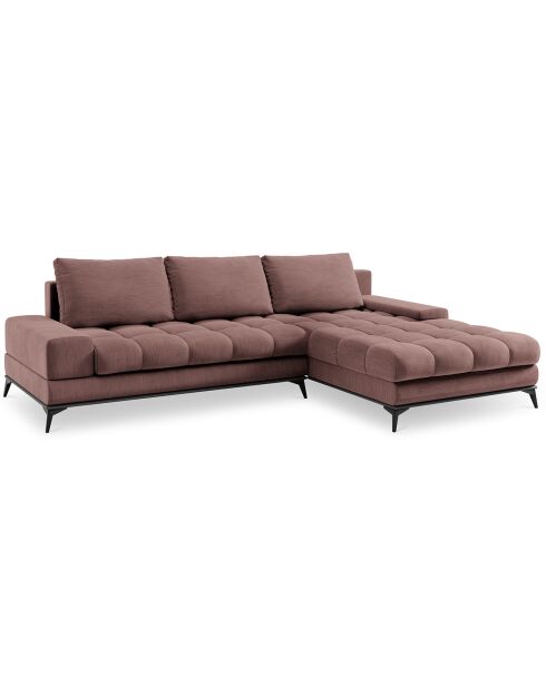 Canapé d'angle droit convertible avec coffre de rangement Deneb rose foncé - 315x212x87 cm