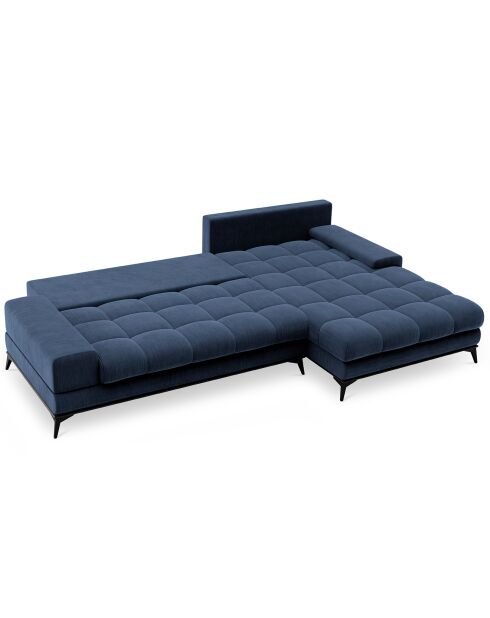 Canapé d'angle droit convertible avec coffre de rangement Deneb bleu - 315x212x87 cm