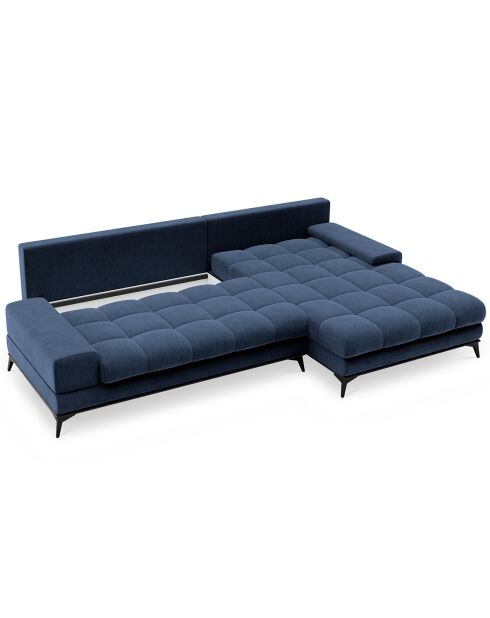 Canapé d'angle droit convertible avec coffre de rangement Deneb bleu - 315x212x87 cm