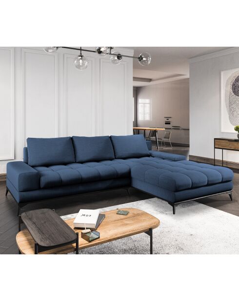 Canapé d'angle droit convertible avec coffre de rangement Deneb bleu - 315x212x87 cm