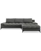 Canapé d'angle droit convertible avec coffre de rangement Deneb gris foncé - 315x212x87 cm