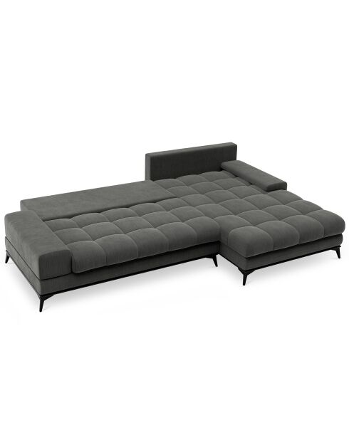 Canapé d'angle droit convertible avec coffre de rangement Deneb gris foncé - 315x212x87 cm