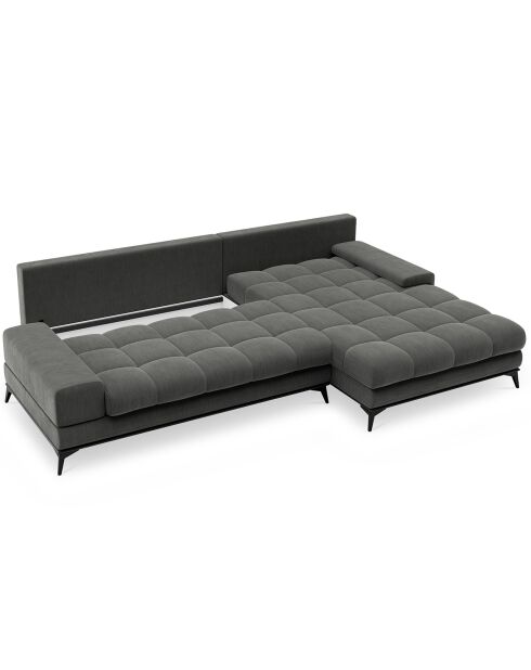 Canapé d'angle droit convertible avec coffre de rangement Deneb gris foncé - 315x212x87 cm
