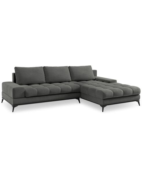 Canapé d'angle droit convertible avec coffre de rangement Deneb gris foncé - 315x212x87 cm