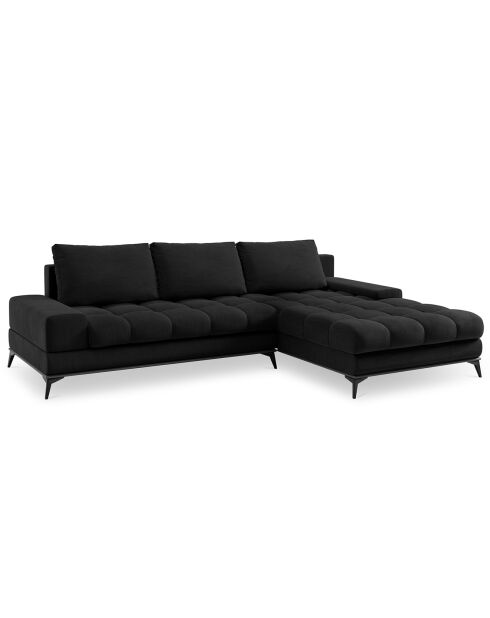 Canapé d'angle droit convertible avec coffre de rangement Deneb noir - 315x212x87 cm