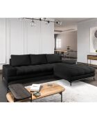 Canapé d'angle droit convertible avec coffre de rangement Deneb noir - 315x212x87 cm