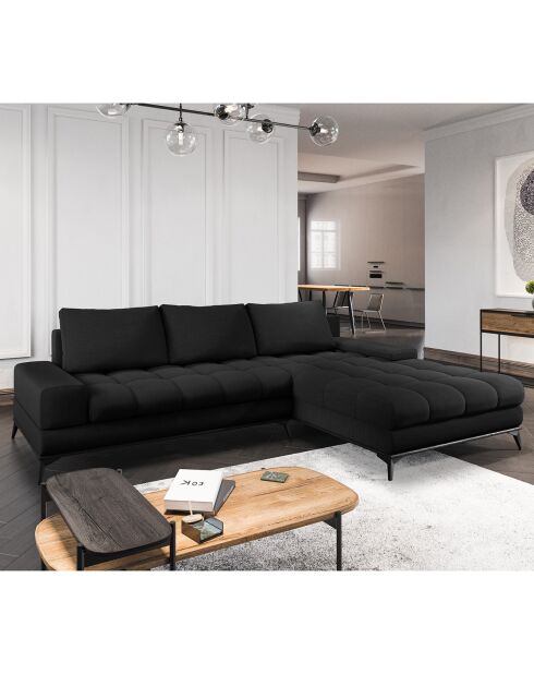 Canapé d'angle droit convertible avec coffre de rangement Deneb noir - 315x212x87 cm
