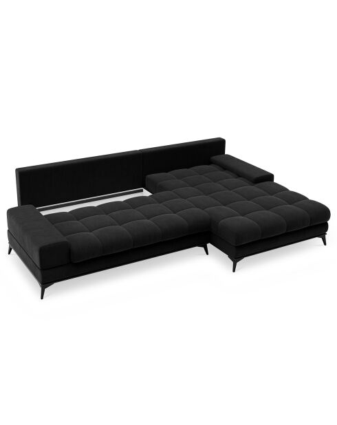 Canapé d'angle droit convertible avec coffre de rangement Deneb noir - 315x212x87 cm