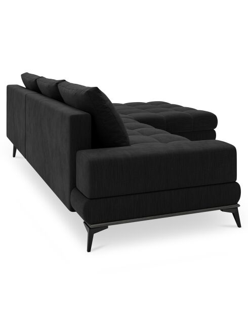 Canapé d'angle droit convertible avec coffre de rangement Deneb noir - 315x212x87 cm