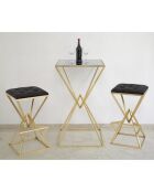 Tabouret de bar Piramid doré/noir - 75x40x40 cm