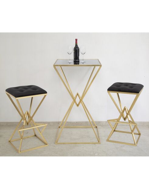 Tabouret de bar Piramid doré/noir - 75x40x40 cm