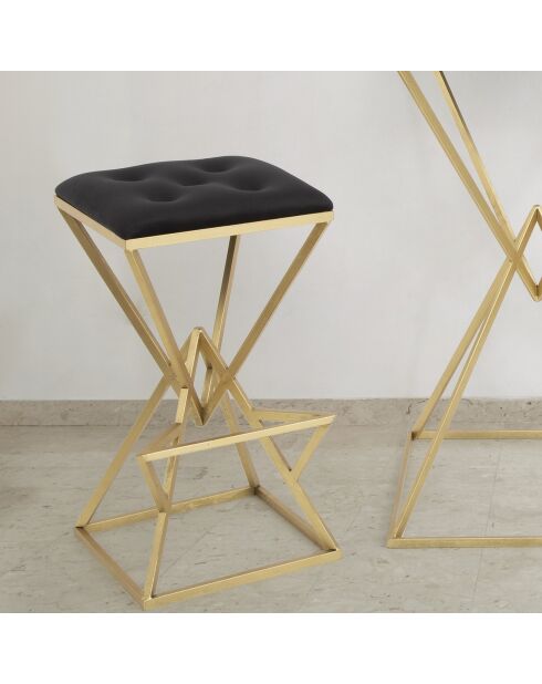 Tabouret de bar Piramid doré/noir - 75x40x40 cm