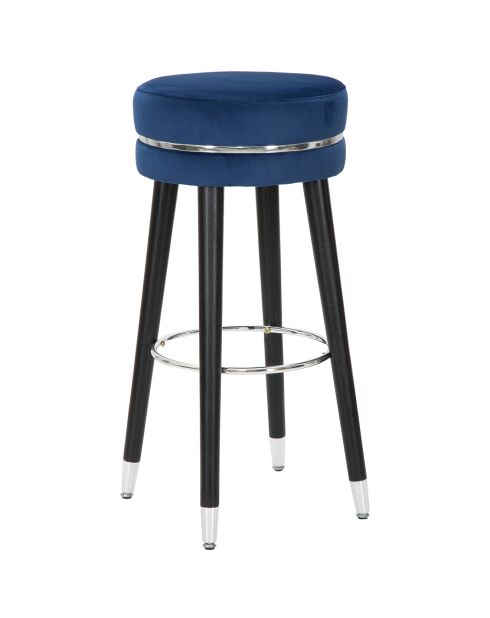 Tabouret de bar Paris bleu/noir/argenté - 74x35x35 cm
