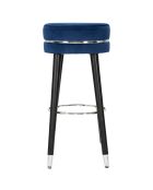 Tabouret de bar Paris bleu/noir/argenté - 74x35x35 cm