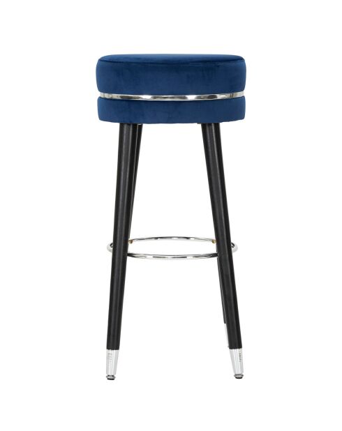 Tabouret de bar Paris bleu/noir/argenté - 74x35x35 cm