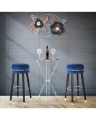 Tabouret de bar Paris bleu/noir/argenté - 74x35x35 cm