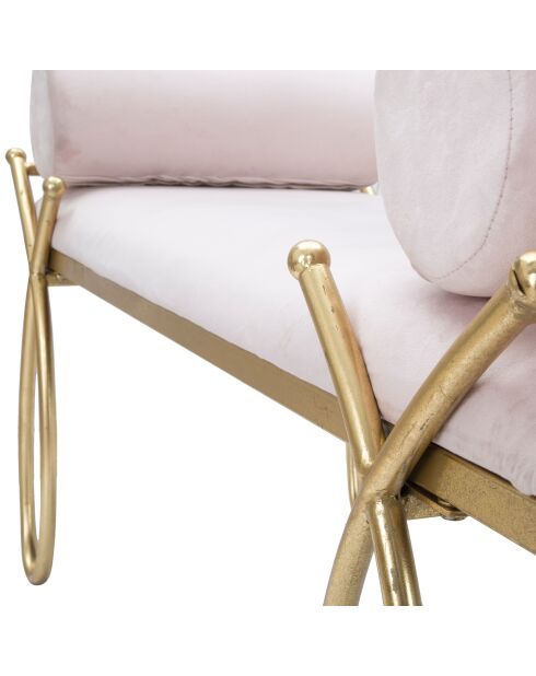 Banc Ribbon rose/doré - 53x112.5x49 cm