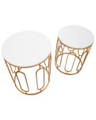 2 Tables d'appoint Tory doré/blanc