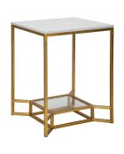 Table d'appoint Marble doré/blanc - 60x47x47 cm