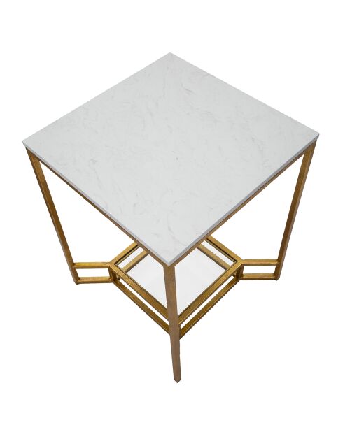 Table d'appoint Marble doré/blanc - 60x47x47 cm