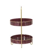 Plateau à 2 niveaux Glam bordeaux/doré - 56.5x36.5x34.5 cm