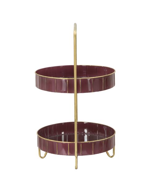 Plateau à 2 niveaux Glam bordeaux/doré - 56.5x36.5x34.5 cm