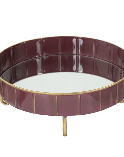 Plateau à 2 niveaux Glam bordeaux/doré - 56.5x36.5x34.5 cm