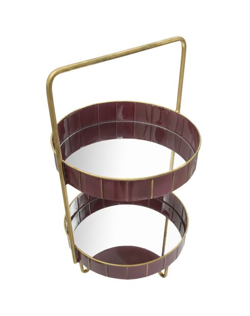 Plateau à 2 niveaux Glam bordeaux/doré - 56.5x36.5x34.5 cm
