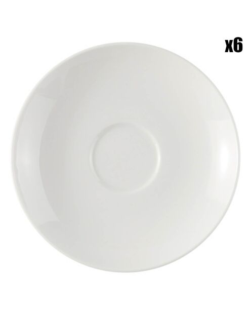 6 Sous-tasses à café en Porcelaine Basic blanches - D.14.7 cm