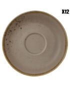 12 Sous-tasses à moka en Faïence StoneWare beige/marron/blanc - D.12 cm