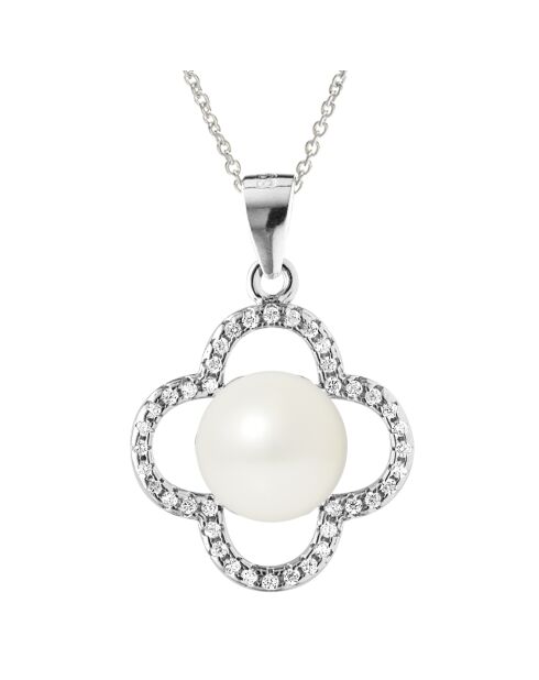 Collier en Argent rhodié & Perle d'Eau Douce blanc nacre naturel