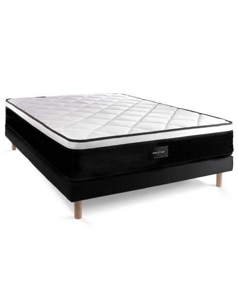 Ensemble Suite Matelas Ressorts ensachés à mémoire de forme 5 zones & Sommier noir - 160x200 cm