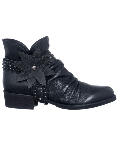 Schwarze Lederstiefel Flora