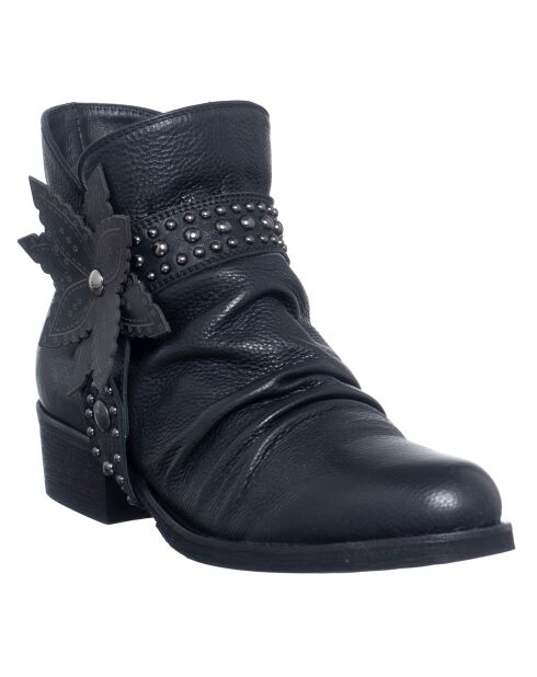 Schwarze Lederstiefel Flora