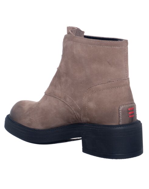 Boots en Velours de Cuir Gigi taupe - Talon 5 cm