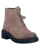 Boots en Velours de Cuir Gigi taupe - Talon 5 cm