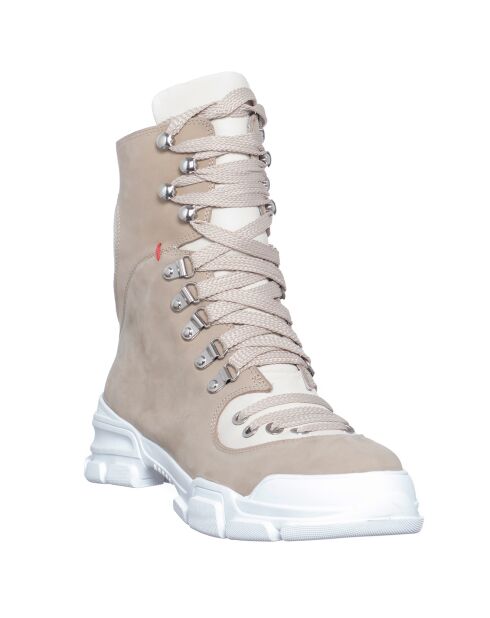 Boots en Velours de Cuir Kera beiges - Talon 5 cm