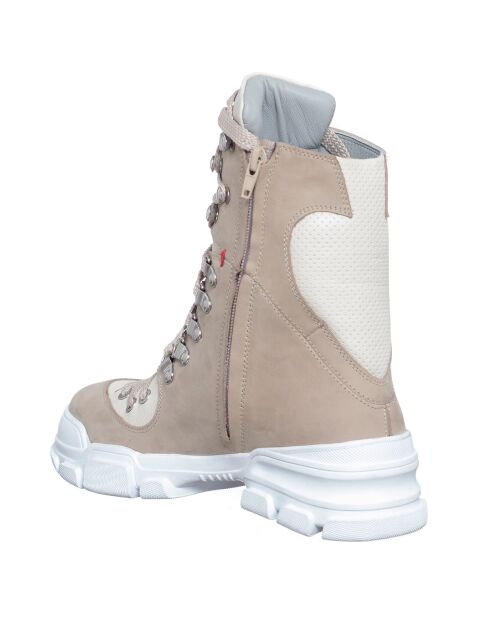 Beige fluwelen leren laarzen van Kera - hak van 5 cm