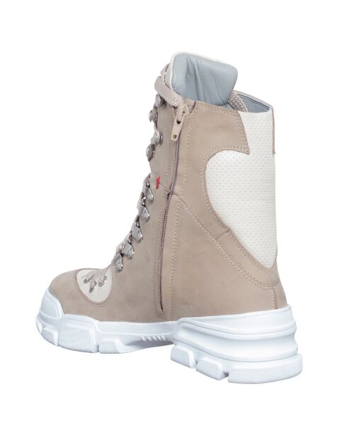 Boots en Velours de Cuir Kera beiges - Talon 5 cm