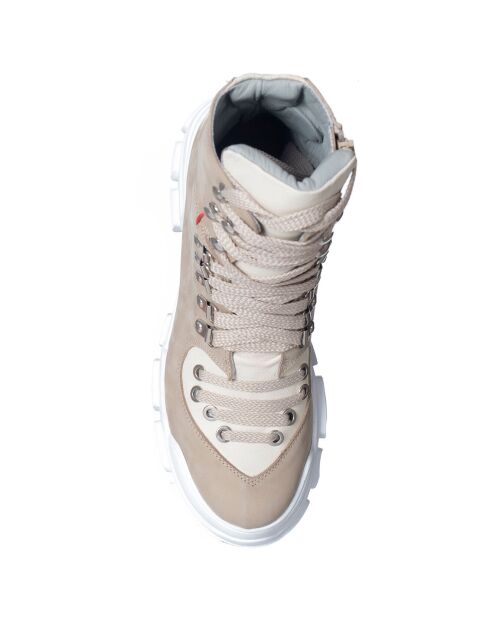 Beige fluwelen leren laarzen van Kera - hak van 5 cm