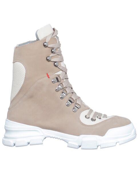 Boots en Velours de Cuir Kera beiges - Talon 5 cm