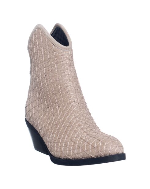Bottines en Velours de Cuir Tina beiges - Talon 6 cm