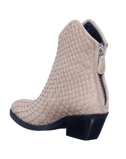 Bottines en Velours de Cuir Tina beiges - Talon 6 cm