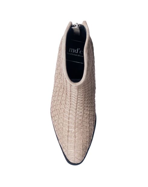 Tina beige fluwelen leren laarzen - hak van 6 cm
